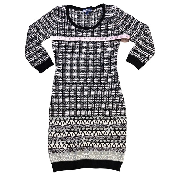 Freshman 1996 Women's Geometric Pattern Knit Dress Small Black White - Picture 2 of 7